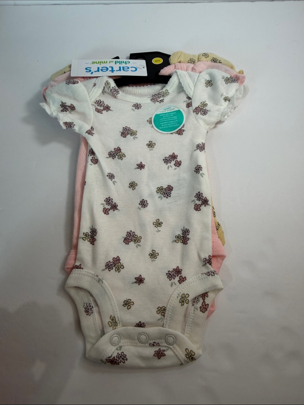 Carter's White Floral Short-Sleeve Baby Bodysuit